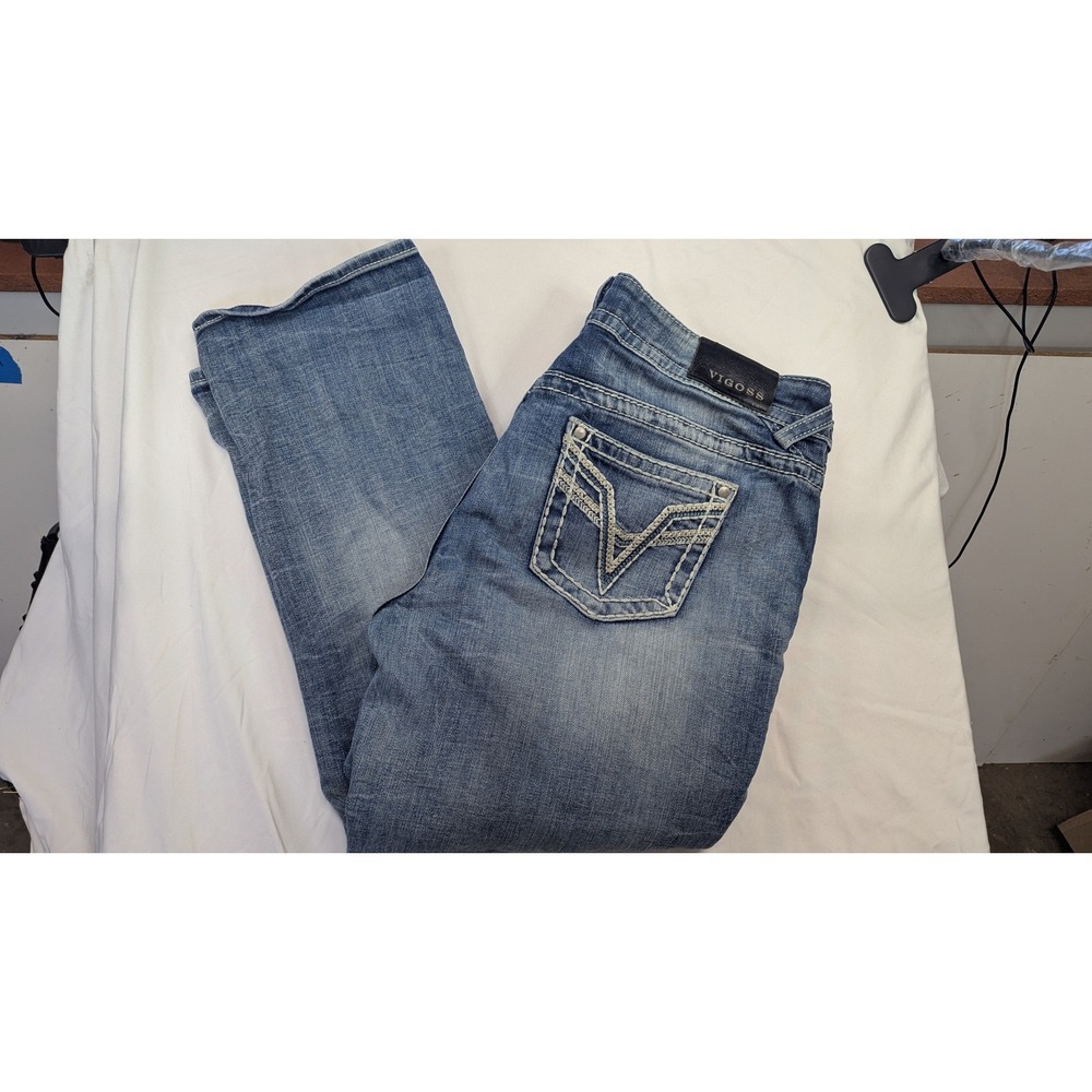 Vigoss The Chelsea Boyfriend Jeans Medium Wash Distressed Cropped Size 15/16